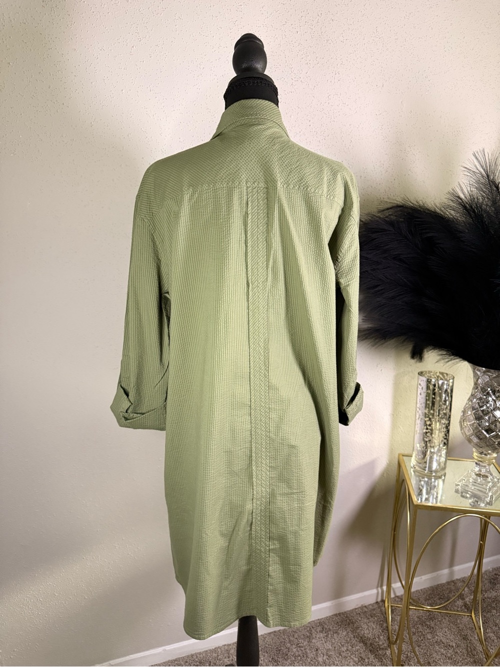 NWT Southern Tide Seagrass Green Seersucker Shirt Dress Size Large - Picture 7 of 12
